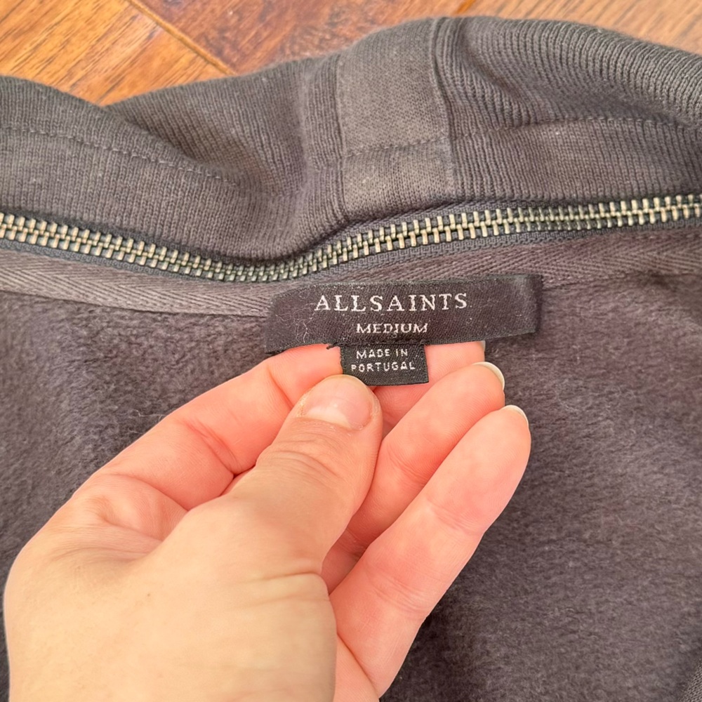 AllSaints cardigan with beautiful collar detail in deep charcoal gray size M - Picture 7 of 10